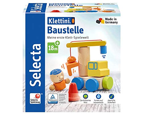 Selecta 62075 Klettini, Baustelle, Klett-Stapelspielzeug, 8 Teile, bunt von Selecta