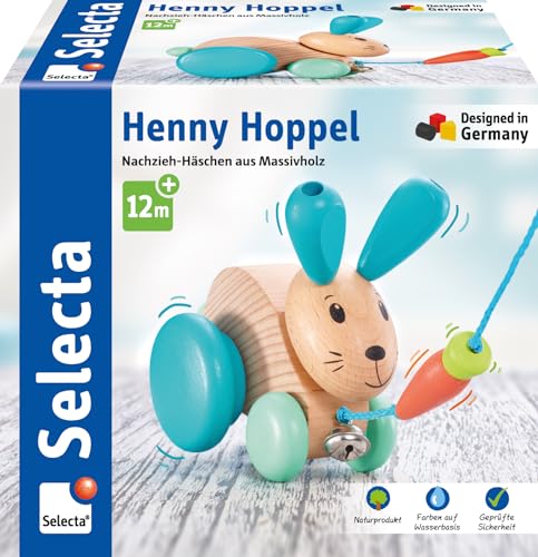 Selecta 62100 Henny Hoppel, Nachzieh-Hase, Schiebe-und Nachziehspielzeug aus Holz, 13 cm Selecta 62100 Henny Hoppel, Nachzieh-Hase, Schiebe-und Nachziehspielzeug aus Holz, 13 cm von Selecta