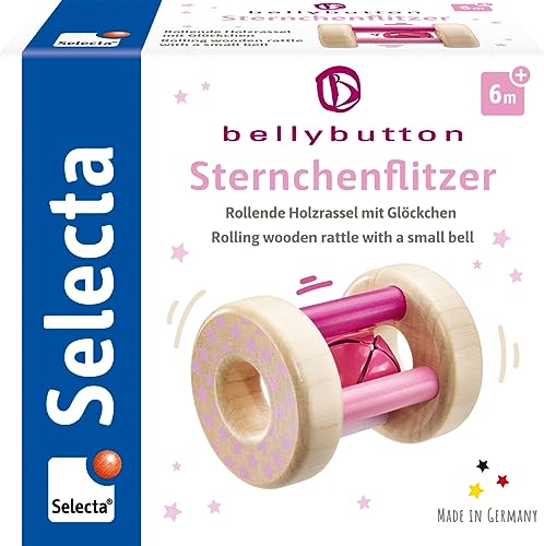 Selecta 64001 Sternchenflitzer, Greifling und Rassel - bellybutton, rosa, 7 cm von Selecta