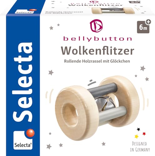 Selecta 64003 Wolkenflitzer, Greifling und Rassel - bellybutton, grau, 7 cm von Selecta