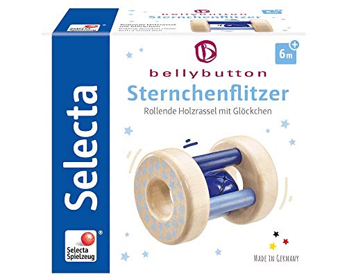 Selecta 64011 Sternchenflitzer, Greifling und Rassel - bellybuton, blau, 10 cm von Selecta