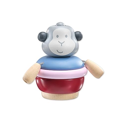 Selecta 64026 Monkey Stapeläffchen, Stapelspielzeug aus Holz, 9 cm, Bellybutton von Selecta