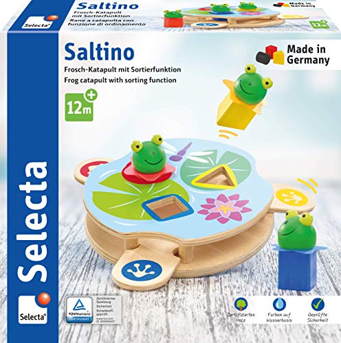 Selecta 62072 Saltino, Frosch-Katapult, Motorikspielzeug aus Holz von Selecta