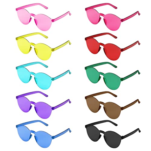 SelfTek 10 Stück Rund Party Brille, Magische Farben Party Brille, Hippie Brille, Rund Sonnenbrille Lustige Partybrillen für Fasching Foto Requisiten Geburtstagsfeier für Kinder und Erwachsene von SelfTek