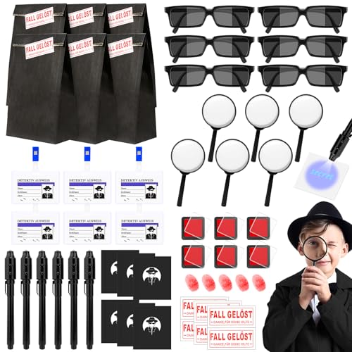 SelfTek Detektiv Set Kinder, 48 STK Detektiv Kindergeburtstag Mitgebsel mit Agentenbrille, Geheimstift, Notizbuch, Lupe, Detektivausweis, Fingerabdruck Set, Detective Spiel Geschenke SelfTek Detektiv Set Kinder, 48 STK Detektiv Kindergeburtstag Mitgebsel mit Agentenbrille, Geheimstift, Notizbuch, Lupe, Detektivausweis, Fingerabdruck Set, Detective Spiel Geschenke von SelfTek