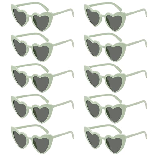 SelfTek Herz Brille, 10 Stück Grün Herz Sonnenbrille Partybrille Herzform Brille, Vintage JGA Brillen Hippie Herzförmige Brille, Herzchen Brille Sonnenbrille Herzform für Party Hochzeit Karneval SelfTek Herz Brille, 10 Stück Grün Herz Sonnenbrille Partybrille Herzform Brille, Vintage JGA Brillen Hippie Herzförmige Brille, Herzchen Brille Sonnenbrille Herzform für Party Hochzeit Karneval von SelfTek