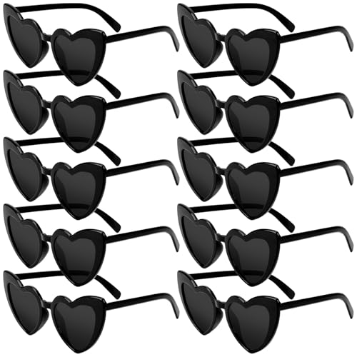 SelfTek Herz Brille Schwarz, 10 Stück Retro Herz Sonnenbrille Partybrille Herzform Brille, Vintage JGA Brillen Hippie Herzförmige Brille, Herzchen Brille für Party Hochzeit Karneval SelfTek Herz Brille Schwarz, 10 Stück Retro Herz Sonnenbrille Partybrille Herzform Brille, Vintage JGA Brillen Hippie Herzförmige Brille, Herzchen Brille für Party Hochzeit Karneval von SelfTek