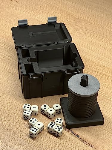 Schockbesteck Set mit Box + Würfel + Becher - Knobelbesteck Schocken Knobeln (Grau, Schockbesteck) von Selfmade
