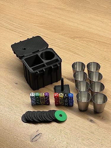 Schockbesteck Set mit Box + Würfel + Becher - Knobelbesteck Schocken Knobeln (Grün, Schock Achter to go) von Selfmade