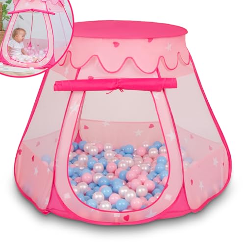 Selonis Baby Spielzelt Mit Plastikbällen Zelt 105X90cm/100 Bälle Plastikkugel Kinder, Pink:Babyblau-Puderrosa-Perle Selonis Baby Spielzelt Mit Plastikbällen Zelt 105X90cm/100 Bälle Plastikkugel Kinder, Pink:Babyblau-Puderrosa-Perle von SELONIS