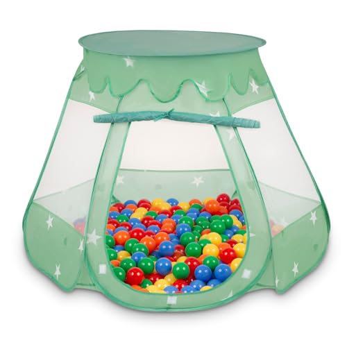 Selonis Baby Spielzelt Mit Plastikbällen Zelt 105X90cm/100 Stück Bälle Plastikkugel Kinder, Minze:Gelb/Grün/Blau/Rot/Orange von SELONIS