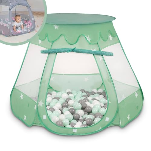 Selonis Baby Spielzelt Mit Plastikbällen Zelt 105X90cm/600 Stück Bälle Plastikkugel Kinder, Minze:Weiß/Grau/Minze Selonis Baby Spielzelt Mit Plastikbällen Zelt 105X90cm/600 Stück Bälle Plastikkugel Kinder, Minze:Weiß/Grau/Minze von SELONIS