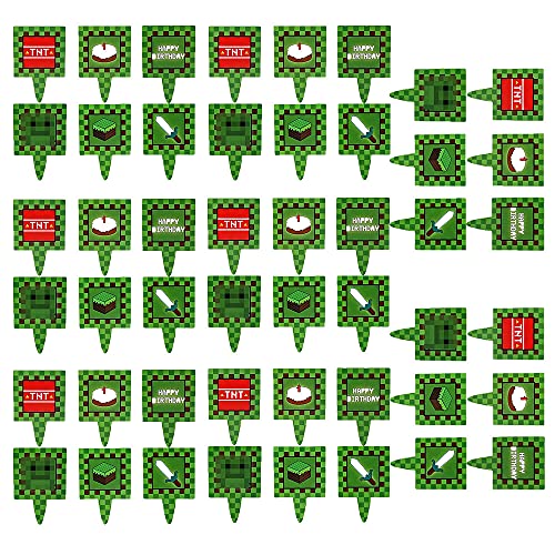 48 Stück Minecraft Cupcake Toppers Pixel Wars Kuchen Topper Geburtstag Kuchen Topper für Kuchen Dekoration 48 Stück Minecraft Cupcake Toppers Pixel Wars Kuchen Topper Geburtstag Kuchen Topper für Kuchen Dekoration von Seloobant