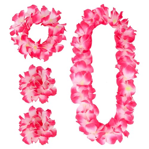 Semato Hawaii-Lei-Set für Luau-Party, Blumengirlande, Stirnband, Armbänder, Halloween-Kostüm, Hawaii-Zubehör, Strandparty-Zubehör, 4-teiliges Set Semato Hawaii-Lei-Set für Luau-Party, Blumengirlande, Stirnband, Armbänder, Halloween-Kostüm, Hawaii-Zubehör, Strandparty-Zubehör, 4-teiliges Set von Semato
