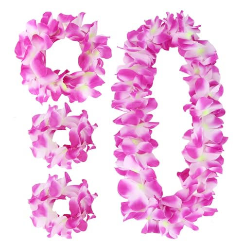 Semato Hawaii-Set für Luau-Party, Blumengirlande, Stirnband, Armbänder, Halloween-Kostüm, Hawaii-Zubehör, Strandparty-Zubehör, 4-teiliges Set Semato Hawaii-Set für Luau-Party, Blumengirlande, Stirnband, Armbänder, Halloween-Kostüm, Hawaii-Zubehör, Strandparty-Zubehör, 4-teiliges Set von Semato