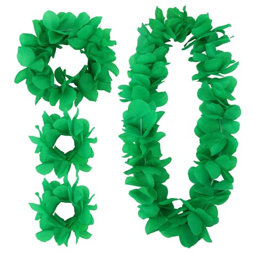 Semato Hawaii-Set für Luau-Party, Blumengirlande, Stirnband, Armbänder, Halloween-Kostüm, Hawaii-Zubehör, Strandparty-Zubehör, Grün, 4 Stück Semato Hawaii-Set für Luau-Party, Blumengirlande, Stirnband, Armbänder, Halloween-Kostüm, Hawaii-Zubehör, Strandparty-Zubehör, Grün, 4 Stück von Semato