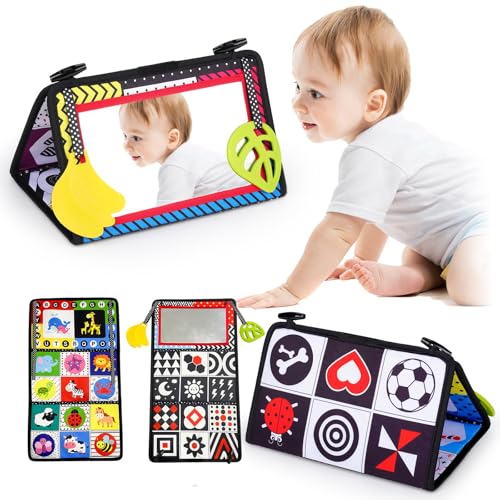 Semazz Tummy Spiegel Spielzeug mit Knisterbuch,3 in 1 Baby Stoffbücher mit Spiegel Schwarzes und Weißes Stoffbuch Kontrastbuch Faltbarer Sensorik Spielzeug für Neugeborene ab 0 3 6 9Monate Semazz Tummy Spiegel Spielzeug mit Knisterbuch,3 in 1 Baby Stoffbücher mit Spiegel Schwarzes und Weißes Stoffbuch Kontrastbuch Faltbarer Sensorik Spielzeug für Neugeborene ab 0 3 6 9Monate von Semazz