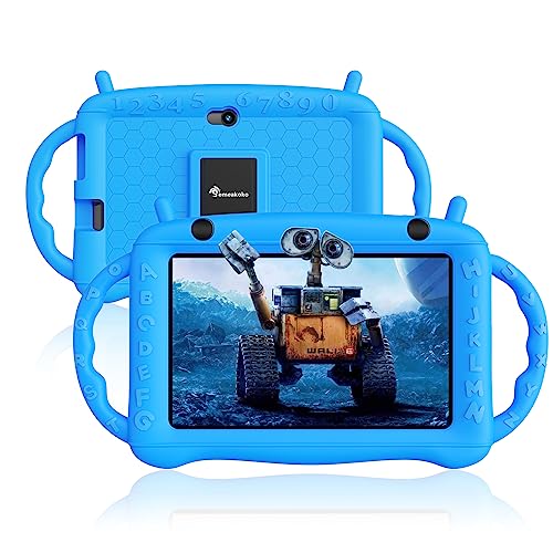Kinder Tablet 7 Zoll für 3-6 Jahre, Kids Tablet Android 12 ,2+32 GB (128 GB TF), Mit Elterliche Kontrolle, Vorinstallierte IWawa Kinder-Apps, mit Anti-Fall Schutzhülle, Geschenk für Kids, Blau von Semeakoko