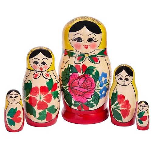 Semenovskaya Rospis Matroschka Puppen russische Babuschka Matrjoschka Holz original klassisch Set in 5 Figuren gelbes Tuch Semenovskaya Rospis Matroschka Puppen russische Babuschka Matrjoschka Holz original klassisch Set in 5 Figuren gelbes Tuch von Semenovskaya Rospis