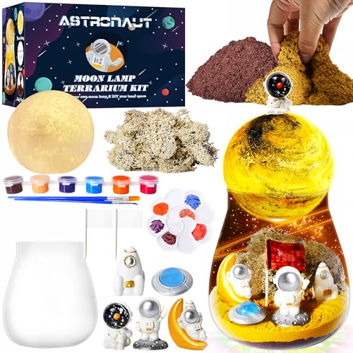 Bastelset Kinder Mondlampe Malset, Astronauten-Terrarium-Set für Jungen, DIY Weltraum Mondlampe Malset Kreativset für Kinder, Weltraum Bastelset Geburtstagsgeschenk für Jungen 6-12 Jahre von SenZjx