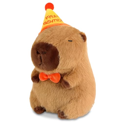 22cm Capybara Delphin Plüsch-Kissen Spielzeug, weiches Kuscheltier für Kinder Kinder Jungen Mädchen Home ohnezahn Kuscheltier Deko Geschenk （Geburtstagshut） von Senchinner