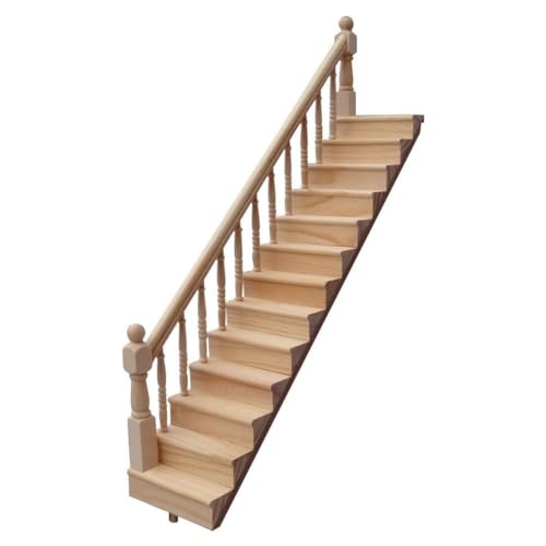 Miniaturtreppe im Maßstab 1:12, Senda Puppenhaus Holztreppe 45 Grad Steigung (Handlauf links) von Senda