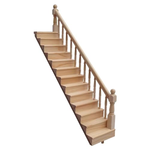 Miniaturtreppe im Maßstab 1:12, Senda Puppenhaus Holztreppe 45 Grad Steigung (Handlauf rechts) von Senda