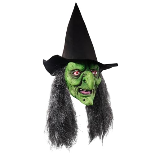 Halloween Hexenmasken, Horror Hexenmaske Mit Haar Und Hut Für Erwachsene Und Kinder von Senermter