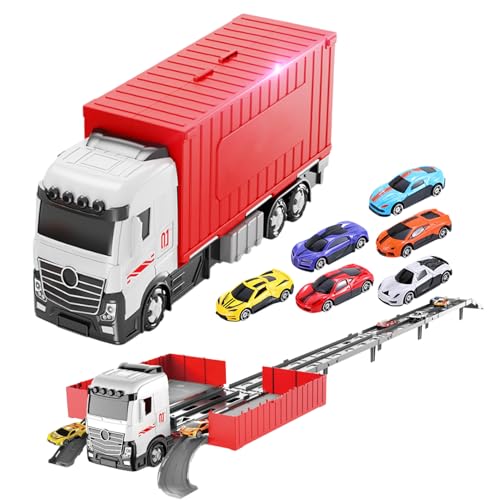 Senermter Auto Transporter Spielzeug - Kleinkind Laster Spielzeug Mit Rennstrecken,Klappbar Interaktiv Verwandelbares Auto für Drinnen Draußen Sandkasten Senermter Auto Transporter Spielzeug - Kleinkind Laster Spielzeug Mit Rennstrecken,Klappbar Interaktiv Verwandelbares Auto für Drinnen Draußen Sandkasten von Senermter