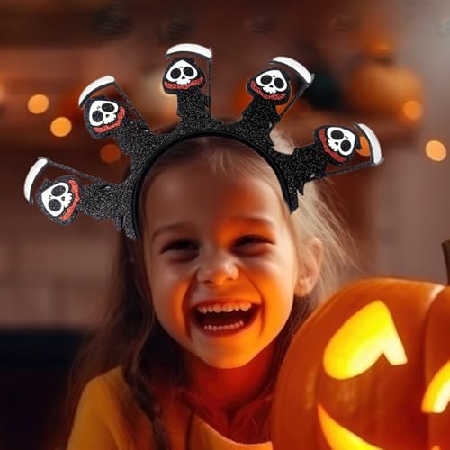 Senermter Halloween Haaraccessoires | Grusel Kopfbänder | Glitzernder Pailletten Haarreif Unisex für Damen Herren Fotoprop Weihnachten Event Urlaub von Senermter