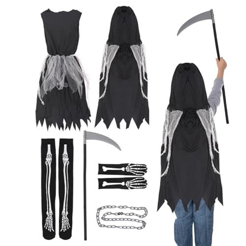 Senermter Halloween Kostüme Für Mädchen | Gruseliges Halloween Kostüm Set Für,Festliche Spielkleidung Für Rollenspiel Feste Events Kinder Und Mädchen von Senermter