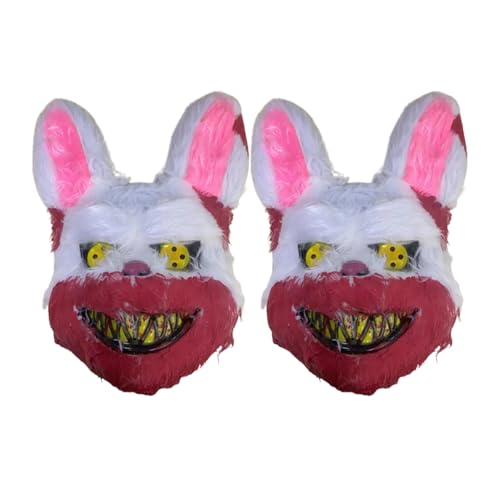Senermter Horror Kaninchen Maske, Scary Halloween Hasenmaske, Böse Blutige Kaninchen Gruselige Masken Für Kinder Und Erwachsene, 2 Stück von Senermter