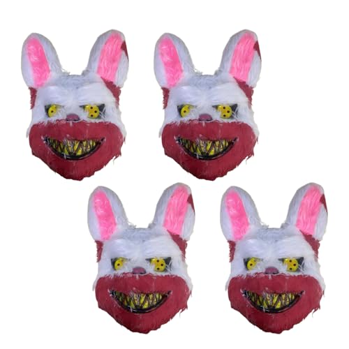 Senermter Horror Kaninchen Maske, Scary Halloween Hasenmaske, Böse Blutige Kaninchen Gruselige Masken Für Kinder Und Erwachsene, 4 Stück von Senermter