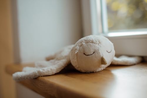 Senger Naturwelt Kleine Kuscheltier-Schneeeule, Weiß | In Kooperation mit „Deine Mamagefühle“ | Kuscheliger Begleiter, ab 3 Monaten | GOTS-zertifiziertes Plüschtier mit herausnehmbarem Wärmekissen von Senger Naturwelt