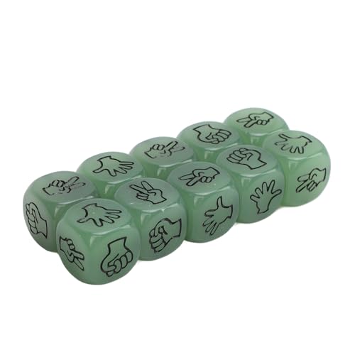 10pcs Finger Raten Sie Würfel Leuchtend 6 -seitig leichte Rock Scissors Paper Dice Set für das Brettspiel (Green) von Senrusa