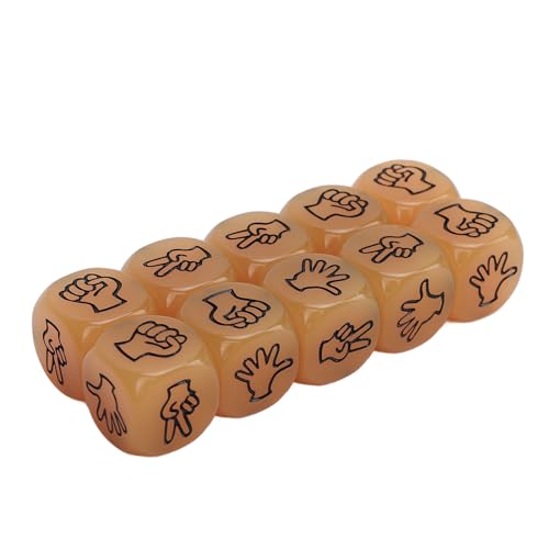 10pcs Finger Raten Sie Würfel Leuchtend 6 -seitig leichte Rock Scissors Paper Dice Set für das Brettspiel (Orange) von Senrusa