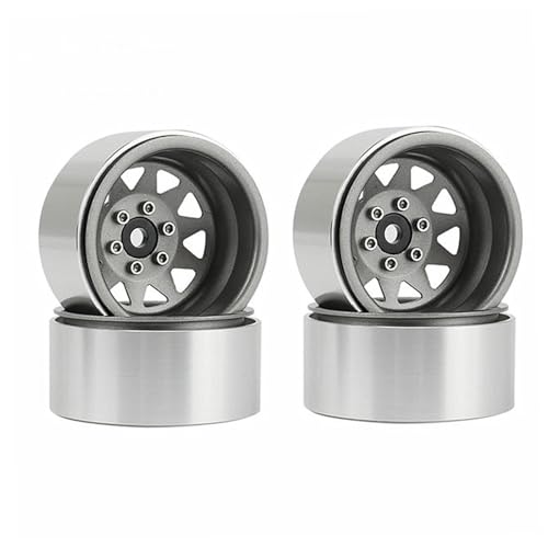 Felge aus Aluminiumlegierung, Beadlock, 2,2 Zoll, Felgennabe, 4 Stück, Ersatz für TRAX4 SCX10 90046 AXI03007 RedCat Gen8 1/10 ferngesteuertes Auto (Titanium Color) von Senrusa