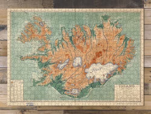 Puzzle mit 1000 Teilen - Karte von Island - Physikalisch-Politisches 1928 | Island-Puzzle-Karte Puzzle mit 1000 Teilen - Karte von Island - Physikalisch-Politisches 1928 | Island-Puzzle-Karte von Sense of Piece