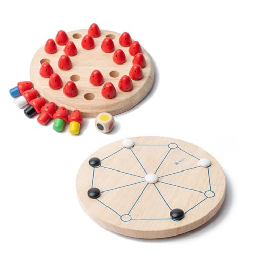 Memory Schach Holz Montessori Spielzeug,Senteen Kinder Erdbeere Gedächtnis Schach Lernspielzeug ab 3 Jahre Kinder Doppelseitiges 2 in 1 Gedächtnisschach-Set Holz Memory Match Stick Schach Spielzeug von Senteen