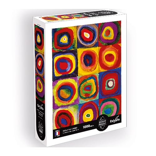 Calypto 3907011 Farbstudie Quadrate und Ringe, 1000 Teile Puzzle mit Soft-Touch, Kunstpuzzle mit samtiger Oberfläche, für Erwachsene und Kinder ab 9 Jahren, Wassily Kandinsky von Sentosphere