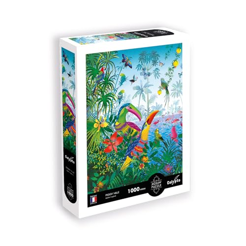 Calypto 3907151 Tropenvögel, 1000 Teile Puzzle mit Soft-Touch, farbenfrohes Motiv mit samtiger Oberfläche, für Erwachsene und Kinder ab 9 Jahren, Regenwald, Vogel, Natur, Weiß von Sentosphere
