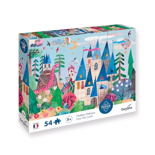 Calypto 3907800 Märchenschloss, 54 Puzzle mit Soft-Touch, Kinderpuzzle mit großen Teilen und samtiger Oberfläche inkl. Puzzleposter, für Kinder ab 5 Jahren, Fantasie, Schloss, Prinzessin von Sentosphere
