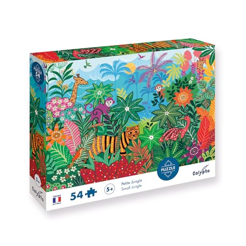 Calypto 3907801 Dschungel, 54 Teile Puzzle mit Soft-Touch, Kinderpuzzle mit großen Teilen und samtiger Oberfläche inkl. Puzzleposter, für Kinder ab 5 Jahren, Fantasie, Safari, Tiere von Sentosphere