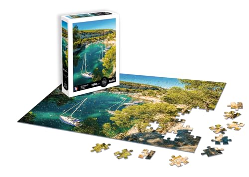 Calypto 3907112 Calanques von Cassis, 1000 Teile Puzzle mit Soft-Touch, Landschaftspuzzle mit samtiger Oberfläche, für Erwachsene und Kinder ab 9 Jahren, Côte d'Azur, Nachauflage von Sentosphere