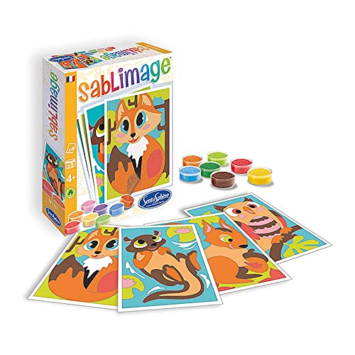 SENTOSPHERE Sablimage mini, Sandbilder Bastelset für Kinder, Motiv Waldtiere, Kreativset, DIY von Sentosphere