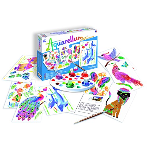 Sentosphere 00680 Aquarellum Postkarten, Malset für Kinder, Motiv: Tiere, Bastelset, Kreativ, DIY, 16-teiliges Set von Sentosphere