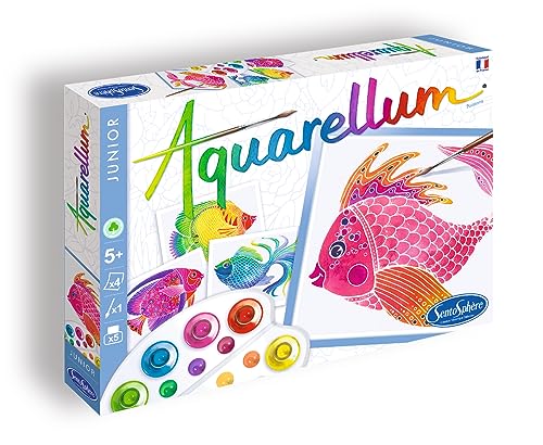 Sentosphere 3900046 Aquarellum Junior, Malset für Kinder, Motiv Fische, Bastelset, Kreativ-Set, DIY 302756 von Sentosphere