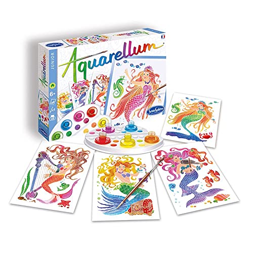 Sentosphere 3900664 Aquarellum Junior, Malset für Kinder, Motiv Meerjungfrauen, Bastelset, Kreativ-Set, DIY von Sentosphere