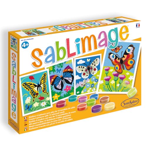 Sentosphère 3908813 Bastelset für Kinder, Sandbilder Schmetterlinge, Kreativset, 4-99 Jahren von Sentosphere