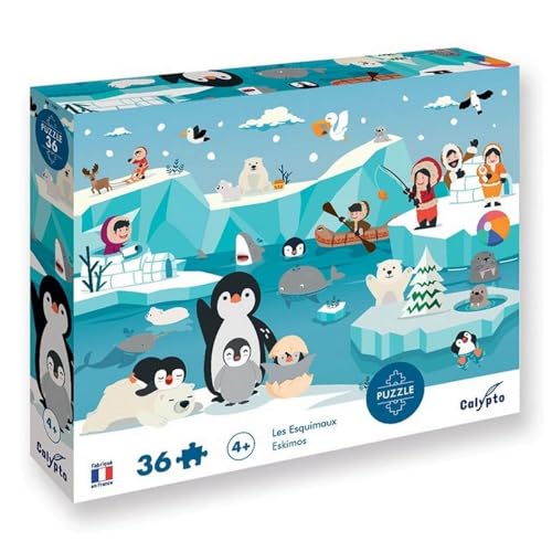 Calypto 3907605 Polar, 36 Teile Puzzle mit Soft-Touch, Kinderpuzzle mit großen Teilen und samtiger Oberfläche inkl. Puzzleposter, für Kinder ab 4 Jahren, Nachauflage von Sentosphere